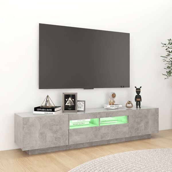 vidaXL Móvel de TV com luzes LED 180x35x40 cm cinzento cimento