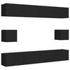vidaXL 6 pcs conjunto de m&oacute;veis de TV derivados de madeira preto