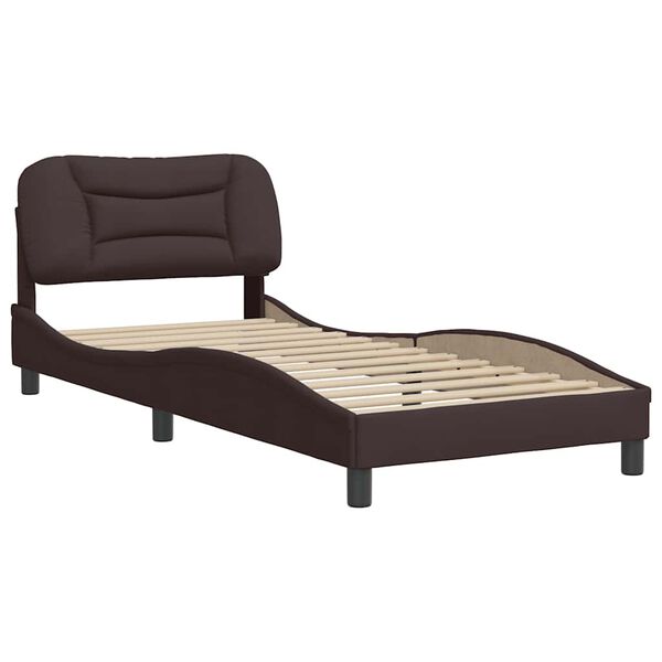 vidaXL Estrutura de cama sem colch&atilde;o Hvar 80x200 cm tecido castanho-escuro