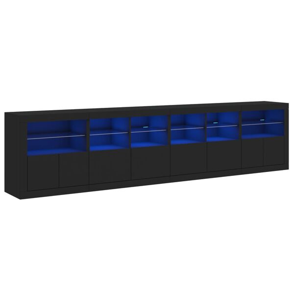 vidaXL Aparador com luzes LED 283x37x67 cm preto
