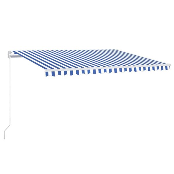 vidaXL Toldo retrátil manual com LED 400x350 cm azul e branco