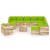 vidaXL 12 pcs conj. lounge jardim c/ almofad&otilde;es madeira impreg. verde