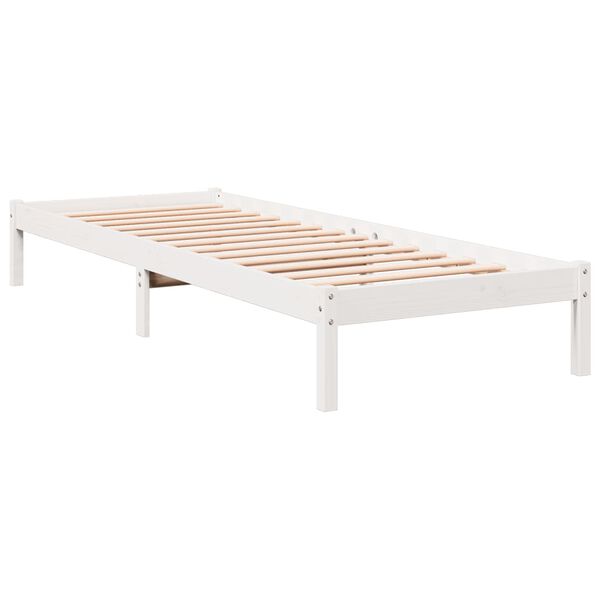 vidaXL Cama extra longa sem colchão 100x210 cm pinho maciço branco