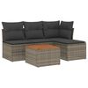 vidaXL 5 pcs conjunto sof&aacute;s de jardim c/ almofad&otilde;es vime PE cinzento