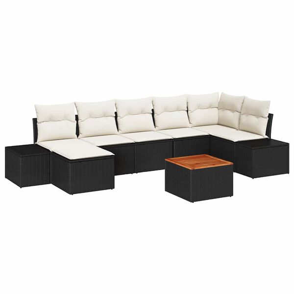 vidaXL Conjunto de Sofá de Jardim 8 pcs Preto e branco