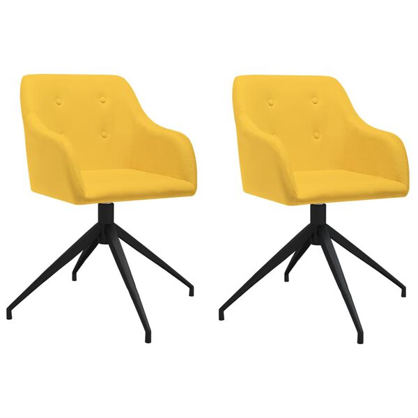 vidaXL Cadeiras de jantar girat&oacute;rias 2 pcs tecido amarelo