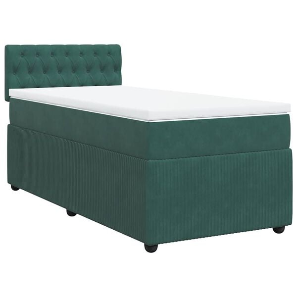 vidaXL Cama com molas/colch&atilde;o 80x200 cm veludo verde-escuro