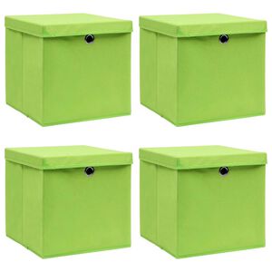 vidaXL Caixas de arruma&ccedil;&atilde;o com tampas 4 pcs 32x32x32 cm tecido verde