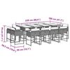 vidaXL 13 pcs conj. jantar jardim c/ almofad&otilde;es vime PE cinzento-claro
