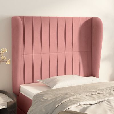 vidaXL Cabeceira de cama c/ abas veludo 83x23x118/128 cm rosa