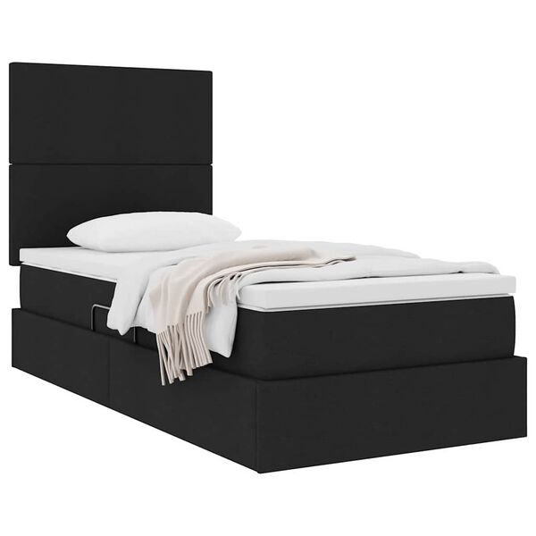 vidaXL Cama com arruma&ccedil;&atilde;o e colch&atilde;o Preto 90 x 190 cm Poli&eacute;ster