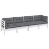 vidaXL 4 pcs conjunto lounge de jardim c/ almofadões pinho maciço