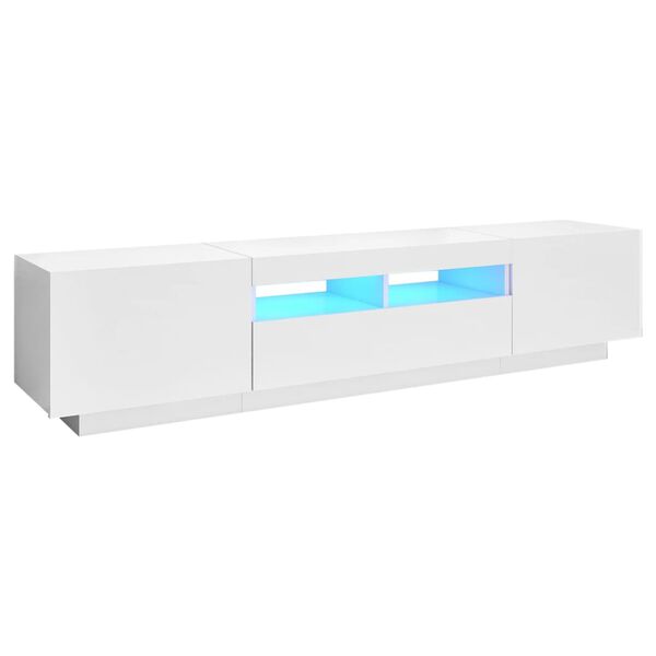vidaXL M&oacute;vel de TV com luzes LED 180x35x40 cm branco brilhante