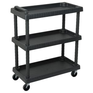 vidaXL Carrinho ferramentas oficina c/ 3 n&iacute;veis 75x37,5x92 cm PP preto