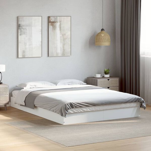 vidaXL Estrutura de cama 135x190 cm derivados de madeira branco