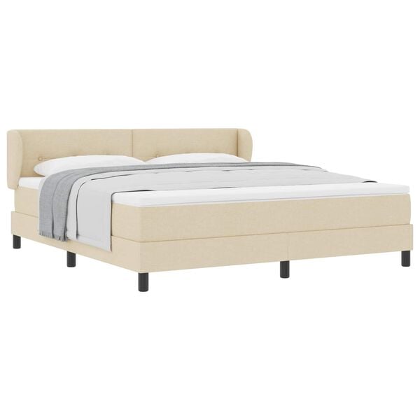 vidaXL Cama box spring com colch&atilde;o Creme 180 x 200 cm tecido