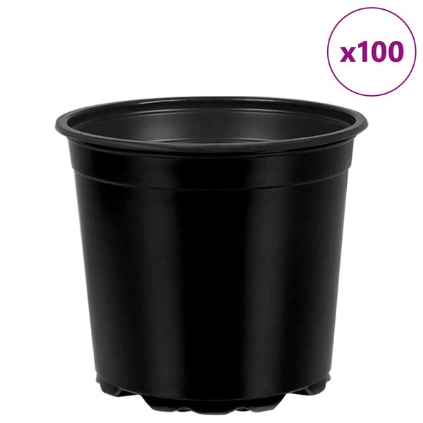 vidaXL Vaso de Flores 100 pcs Preto &Oslash; 15 x 13 cm Pl&aacute;stico