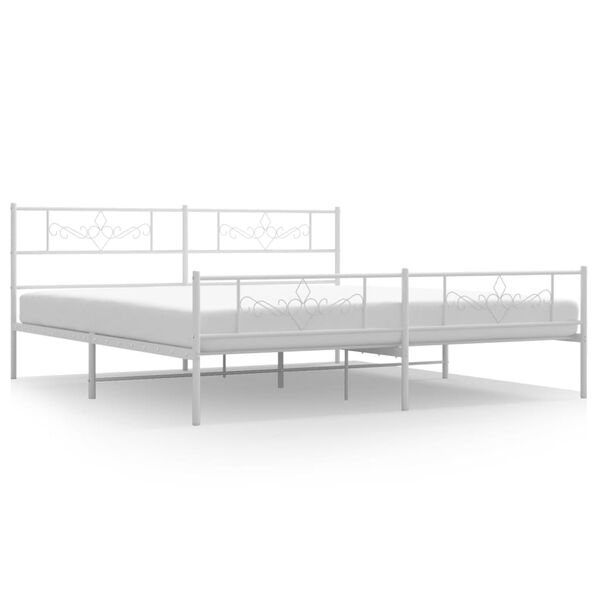 vidaXL Estrutura de cama com cabeceira e p&eacute;s 180x200 cm metal branco