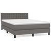 vidaXL Cama com molas/colch&atilde;o 140x190 cm couro artificial cinzento