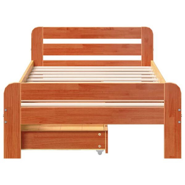 vidaXL Cama sem colch&atilde;o 75x190 cm madeira de pinho maci&ccedil;a castanho-mel