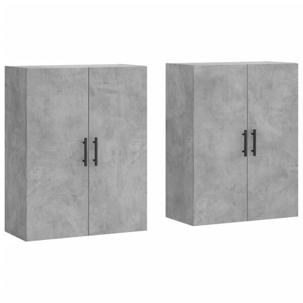 vidaXL Arm&aacute;rios de parede 2 pcs 69,5x34x90 cm cinzento cimento