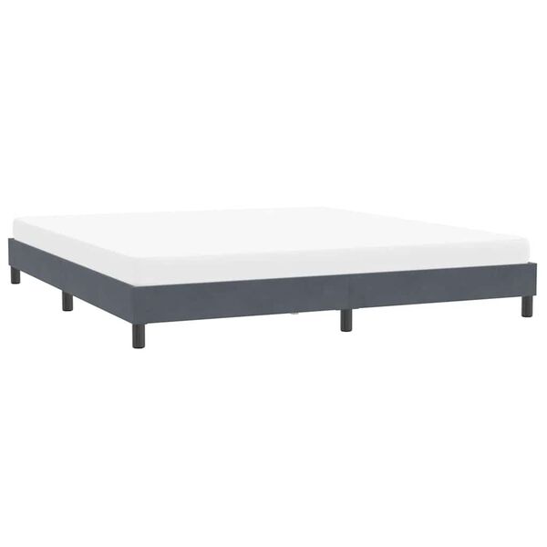 vidaXL Estrutura de cama sem colch&atilde;o 200x220 cm veludo cinzento-escuro