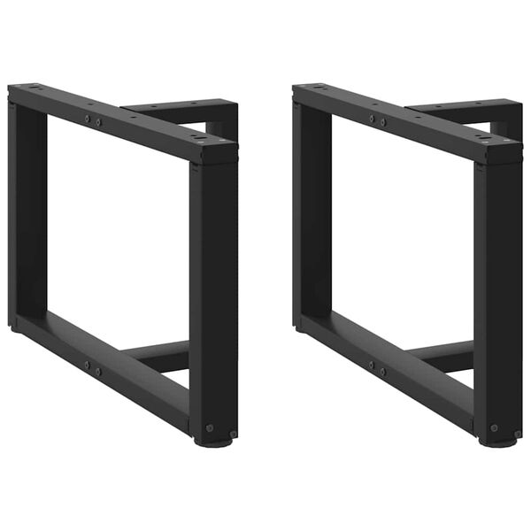 vidaXL P&eacute;s para mesa de centro em forma de T, 2 pe&ccedil;as, preto, 70x25x(42-43) cm, a&ccedil;o