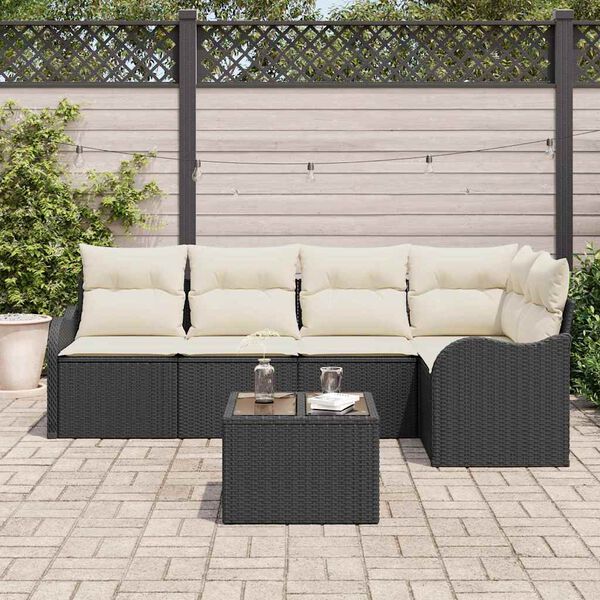 vidaXL Conjunto de Sofá de Jardim 6 pcs Preto Rattan Sintético