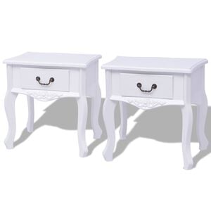 vidaXL Mesas de cabeceira, 2 pcs, MDF, branco