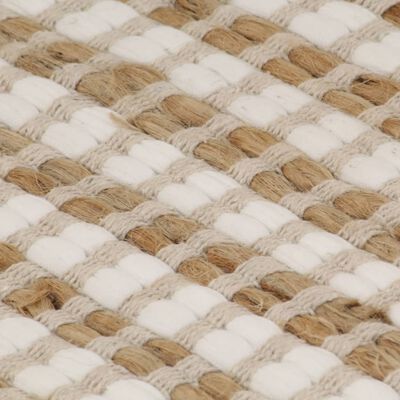 vidaXL Tapete de juta tecido à mão 120x180 cm natural e branco