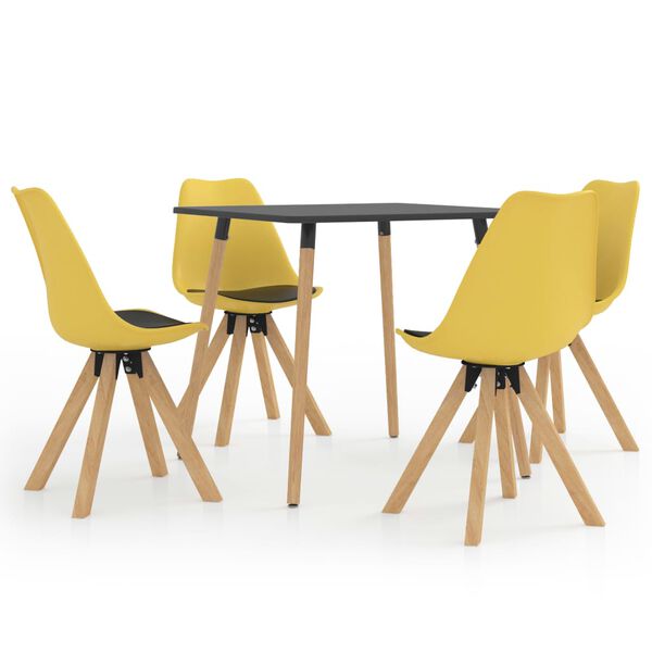 vidaXL 5 pcs conjunto de jantar preto e amarelo