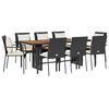 vidaXL 9 pcs conjunto de jantar p/ jardim c/ almofad&otilde;es vime PE preto