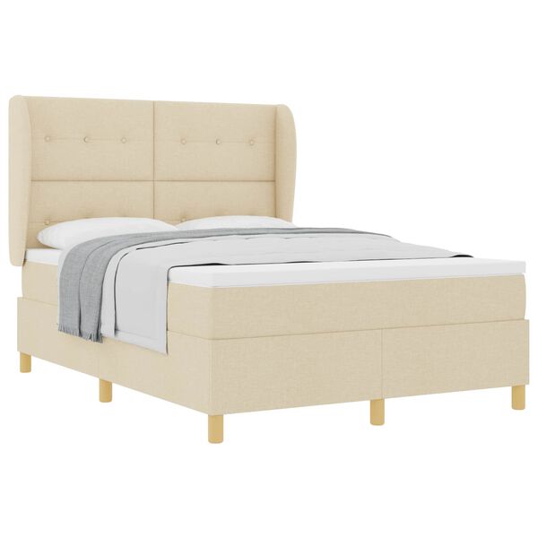 vidaXL Cama Box Springs com Colch&atilde;o Cinza Escuro 90x190 cm Creme