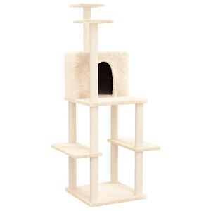 vidaXL &Aacute;rvore p/ gatos c/ postes arranhadores sisal 144,5 cm cor creme