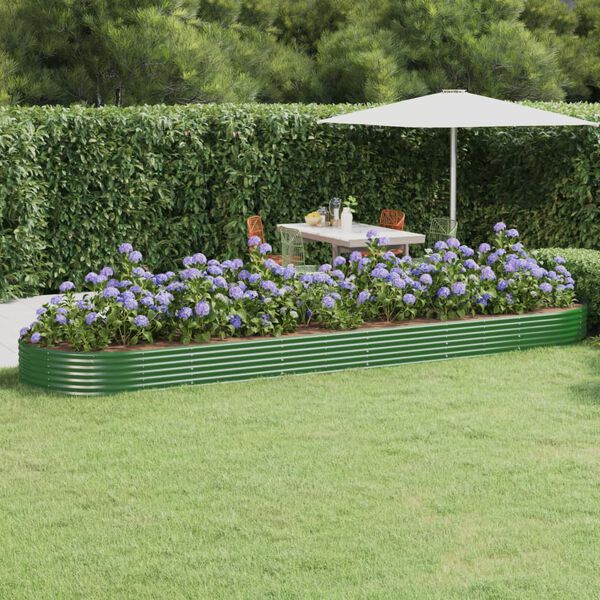 vidaXL Canteiro elevado jardim 523x140x36 cm a&ccedil;o galvanizado verde