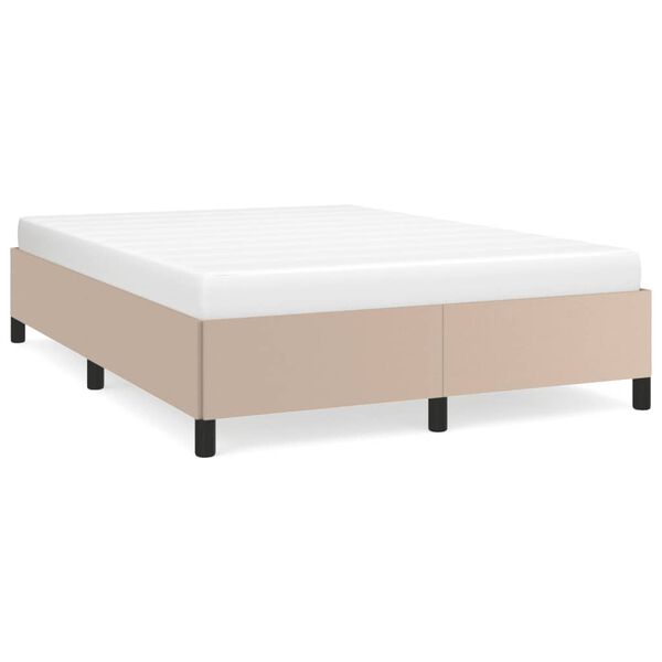 vidaXL Estrutura de cama 140x190 cm couro artificial cappuccino