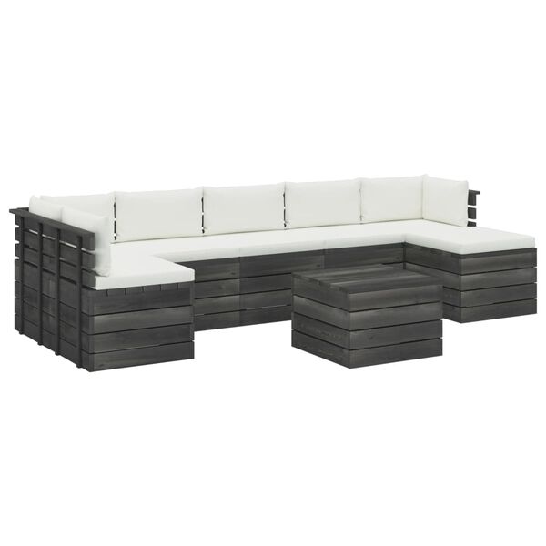 vidaXL 8 pcs conjunto lounge de paletes com almofad&otilde;es pinho maci&ccedil;o