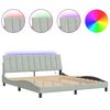 vidaXL Estrutura de cama com LED sem colch&atilde;o Hanko 183x213 cm veludo cinzento-claro
