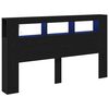 vidaXL Cabeceira LED Carvalho Preto 180 x 18,5 x 103,5 cm