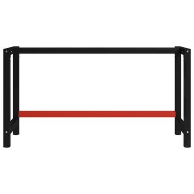 vidaXL Estrutura banco de trabalho 150x57x79 cm metal preto e vermelho