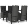 vidaXL 5 pcs conjunto de jantar p/ jardim c/ almofad&otilde;es vime PE preto