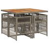 vidaXL 5 pcs conjunto de jantar p/ jardim c/ almofad&otilde;es vime PE cinza