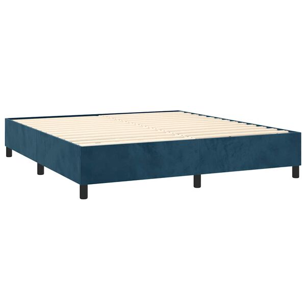 vidaXL Cama com molas/colch&atilde;o 160x200 cm veludo azul-escuro