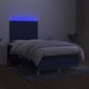 vidaXL Cama box spring c/ colch&atilde;o e LED 120x200 cm tecido azul