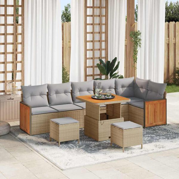 vidaXL Conjunto de Sof&aacute; de Jardim 11 pcs Bege e Cinza Claro vime PE