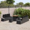 vidaXL Conjunto de Sof&aacute; de Jardim 9 pcs Preto Rattan Sint&eacute;tico