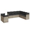 vidaXL 9 pcs conj. sof&aacute;s jardim com almofad&otilde;es vime PE cinzento-claro