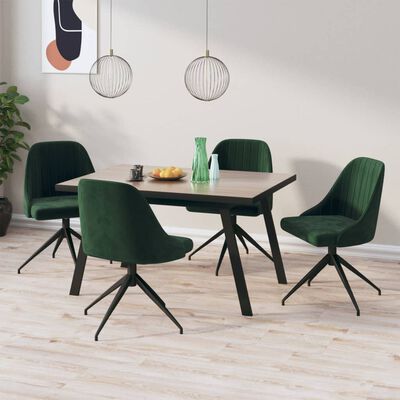 vidaXL Cadeiras de jantar 4 pcs veludo verde-escuro
