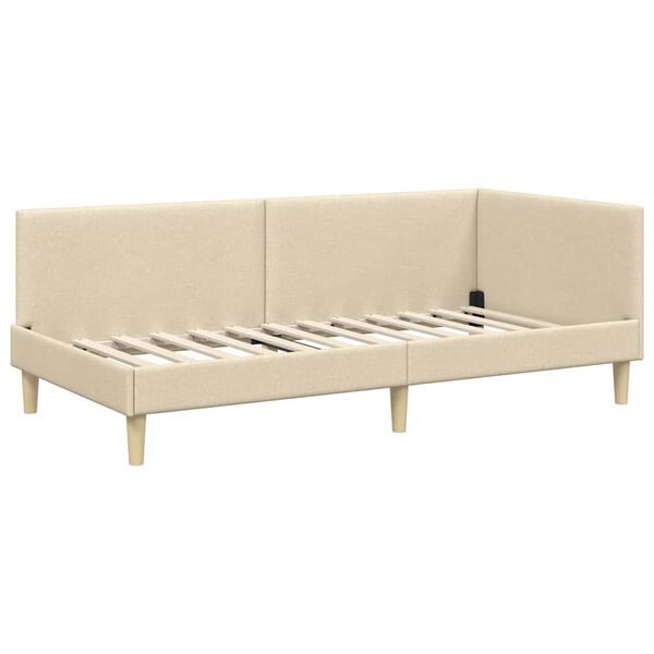 vidaXL Estrutura de Cama de Canto Creme 90 cm x 200 cm Veludo