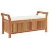 vidaXL Banco de arruma&ccedil;&atilde;o p/ jardim c/ almofad&atilde;o 126 cm ac&aacute;cia maci&ccedil;a